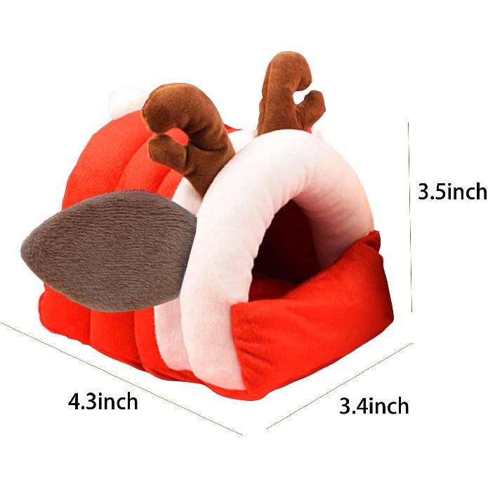Christmas Deer Hamster Bed Hideout Protection Hammock Small Pet Bed Gerbil Habitat Mini House Cage Hamster Accessories