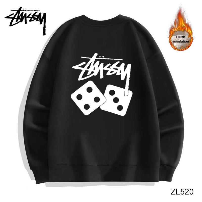 

Stussy Autumn Winter Thickening High-quality Cotton Silver Fox Fleece Warm Flat Dice Print Round Neck Sweater