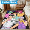 Custom Name KPop Cartoon Rug for Living Room, Game Rooms, Office, Bedroom, Floor Mat Playful Design, fan gifts Christmas decor