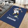 Sports Area Rug, Zinedine Zidane France Legend Number 10 White Jersey Dribble Minimal Navy Print, Fan Decor, Non-Slip Mat