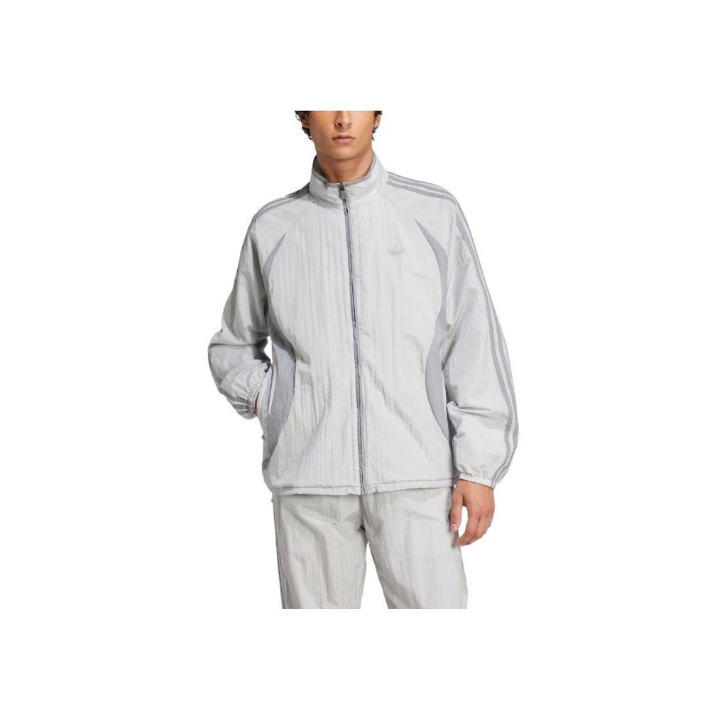 Adidas Originals Adicolor Series Fashion Comfortable Versatile Stand Collar Jacket Men Jacket Light-Gray Gray JP1138