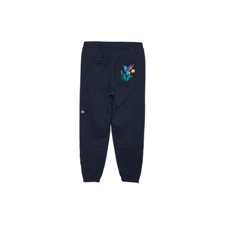 New Era FW22 MLB Logo Floral Bird Embroidery Elastic Waist Cuffed Breathable Knitted Sports Pants Men pants Navy-Blue 13350898