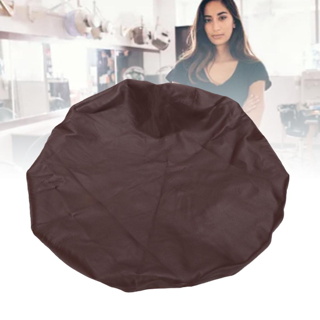 Bar Stool Round Cover PU Leather Stretch Water Proof Elastic Round Barber Shop Chair Cover Coffee Color