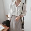 DAFIFY Women's Fashion Casual Spring Autumn Solid Color Print Long Sleeve POLO Neck Blouses & Shirts