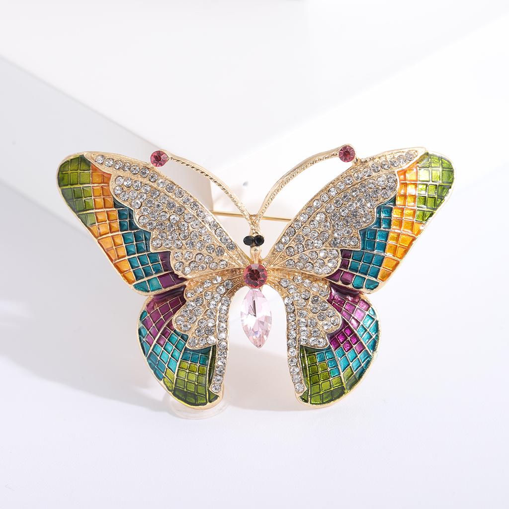 Rhinestone Butterfly Brooches for Women Unisex Enamel Insect Pins Banquet Party Backpack Gifts Jewelry Accessories