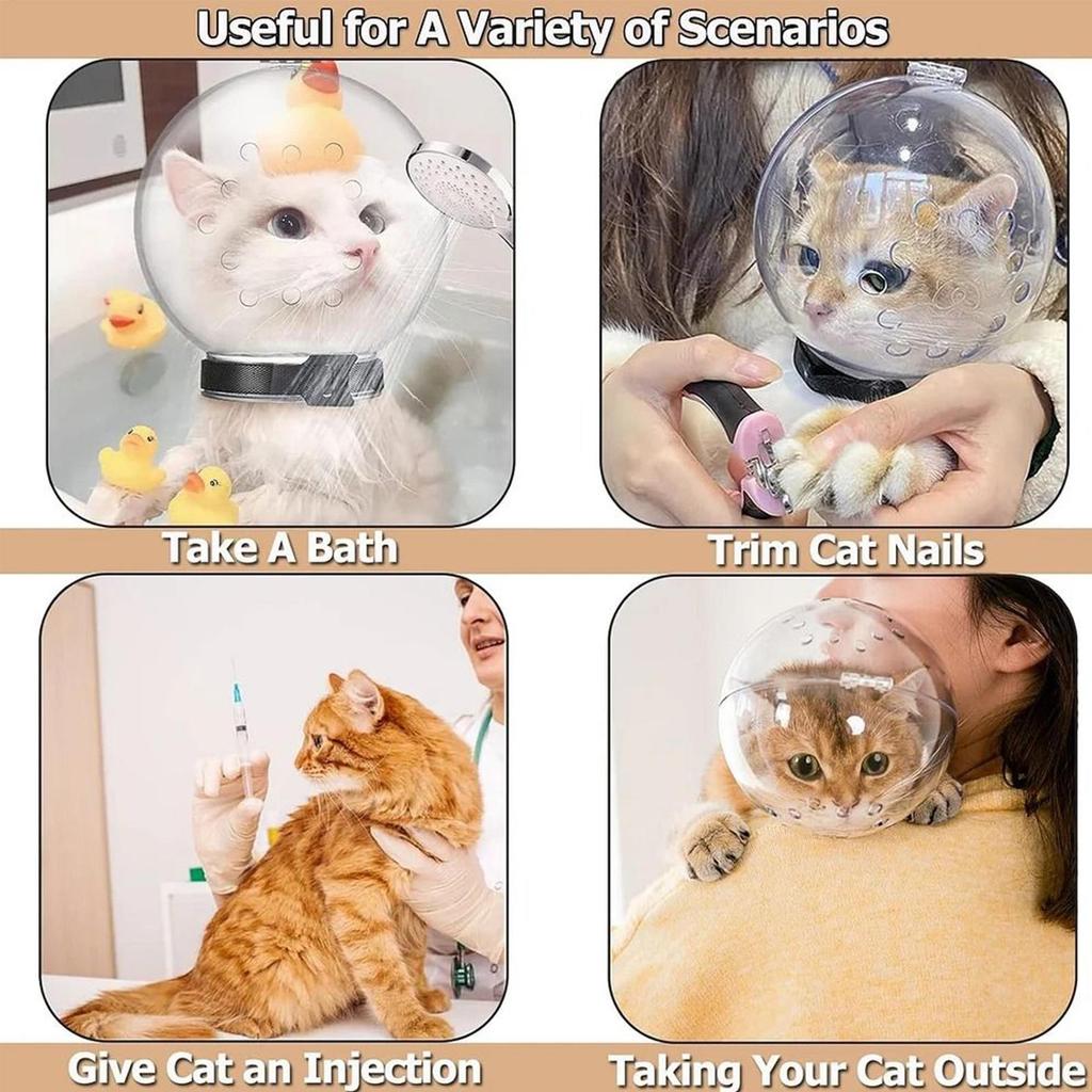 Cat Muzzle Pet Grooming Cover Transparent Face Cover Cat Anti Bite Accessories cats Anti Licking Space Hood Breathable Helmet