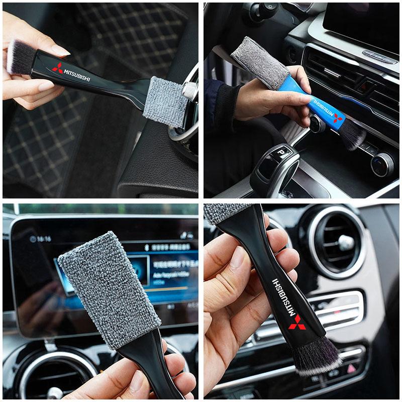 cxfnzt1 2 In 1 Double-Head Car Dust Tool Cleaning Brush Accessories For Mitsubishi Eclipse Lancer Outlander Pajero ASX Colt I200 Ex Star