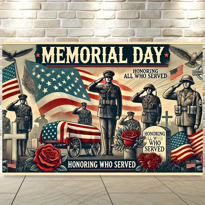 Гобелен к Дню памяти  В честь всех, кто служил Настенное панно для декора спальни и гостиной Идеальный подарок для ветеранов 74x94cm(29x37in)