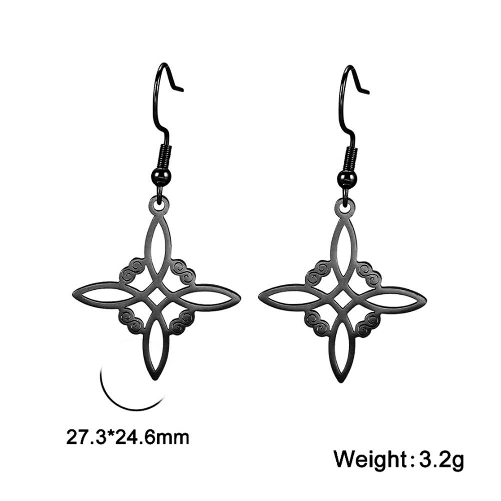 Skyrim Amulet Witch Knot Earring for Women Stainless Steel Witchcraft Drop Earrings Supernatural Wiccan Jewelry Christmas Gift