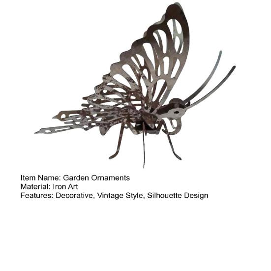 Rusty Butterfly Garden Ornament, Hollow Out Butterfly Silhouette Lawn Decoration, Butterfly Yard Statues Pathway Signs for Outside Patio Yard Lawn