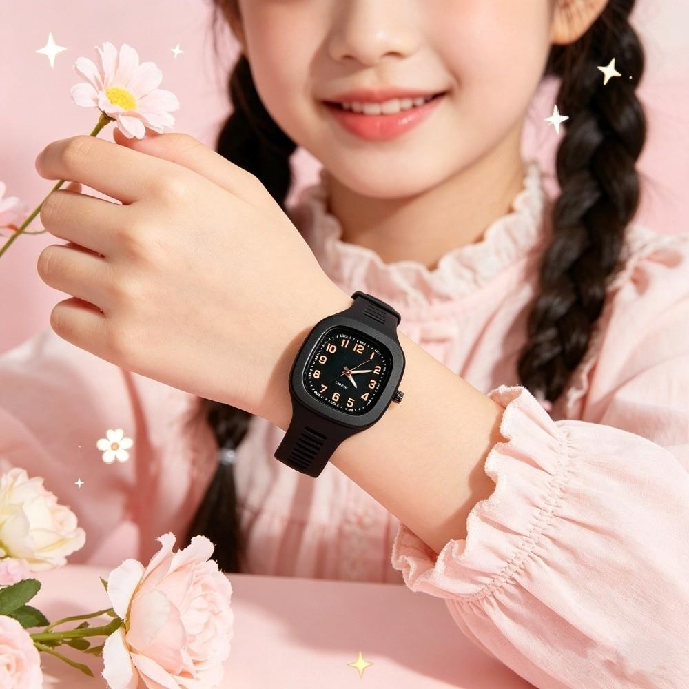 Silicone Strap Quartz Watch Square Analog Watch Korean Style Square Watch  Students