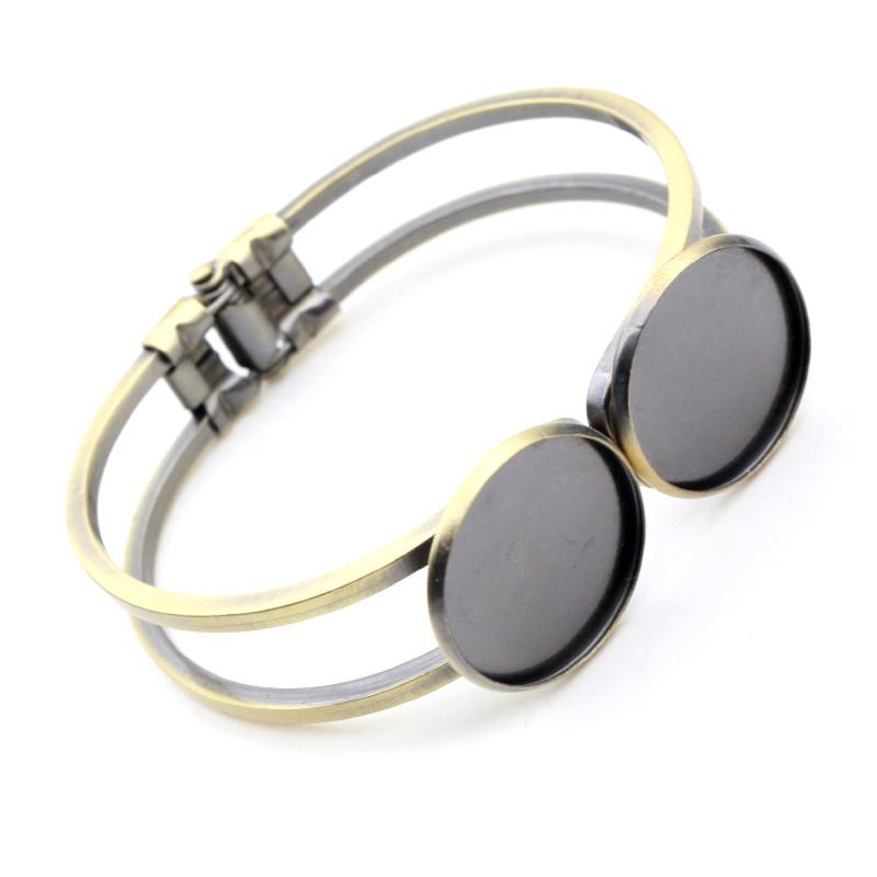 

High Quality 20mm Silver Plated Bronze Gun Black Bangle Base Bracelet Blank Findings