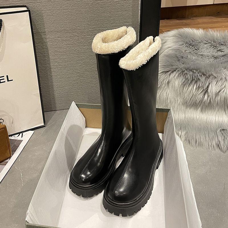 

Women s Lightweight Comfortable Thick Sole Cold Warm Padded Snow Boots Non-slip Wear Outdoor Sports Leather Waterproof Tall Cotton Boots 42