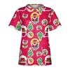 Women's Christmas  Dress Printed Short Sleeve V-Neck Top  Workwear Casual Pocket Top
