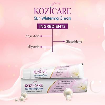 Kozicare Skin Lightening Non-Sticky Cream Lotion | Enriched with 3% Kojic Acid, 1% Alpha Arbutin, 1% Glutathione, 2% Niacinamide, 2% Vitamin C | B