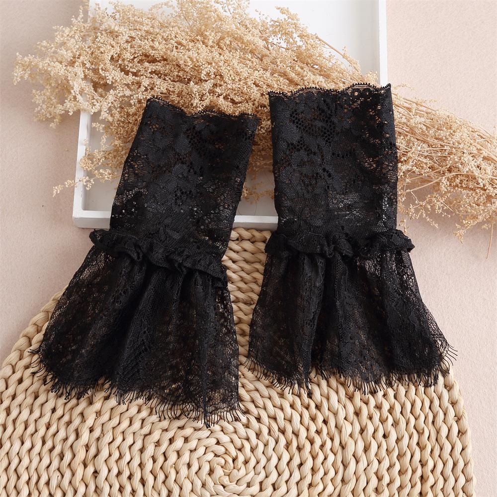 1 Pair Detachable Lace Cuff Sleeves Gauze Elastic Sleeve Cuffs Wrist Lace Cuffs White Sleeves Cuffs Women Blouse Wrist Warmers