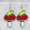 Cute Mushroom Frog Earrings Drop Earrings Acrylic Cartoon Balloon Print Dangle Earrings Ear Dangles Ear Pendant for Girl