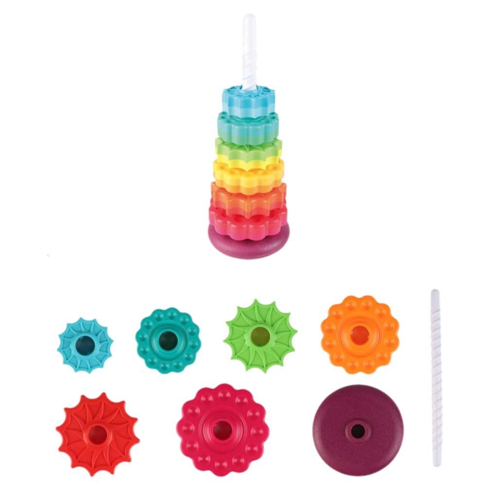 Safety Rotating Rainbow Tower Montessori Colored Children's Toys  Birthday Gitfs