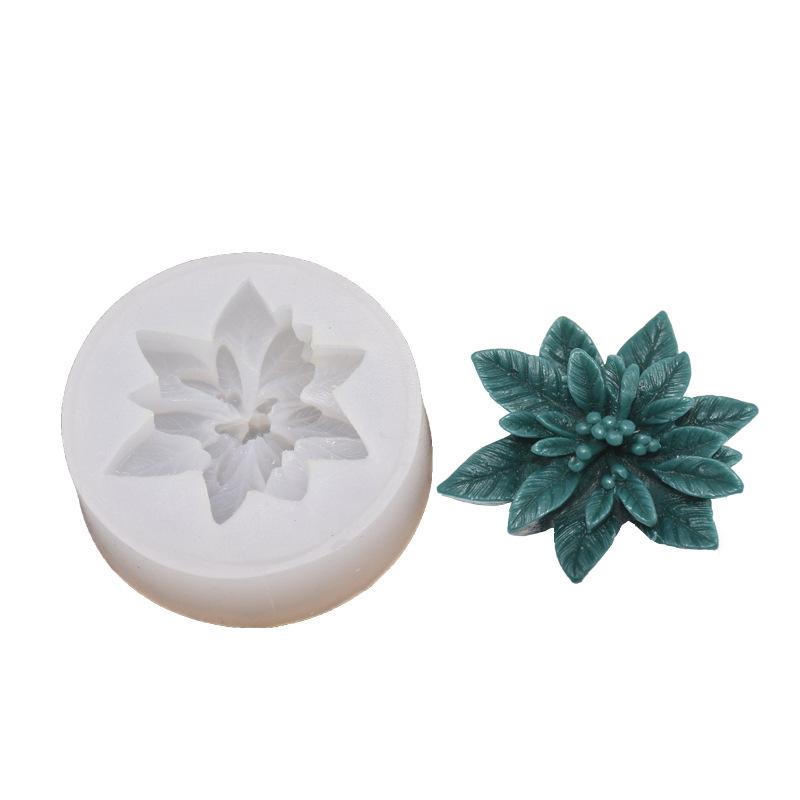 Creative Christmas Flower Silicone Mold Christmas Chocolate Candy Molds Kitchen Cake Baking Decor Tool Household Candle Mould
