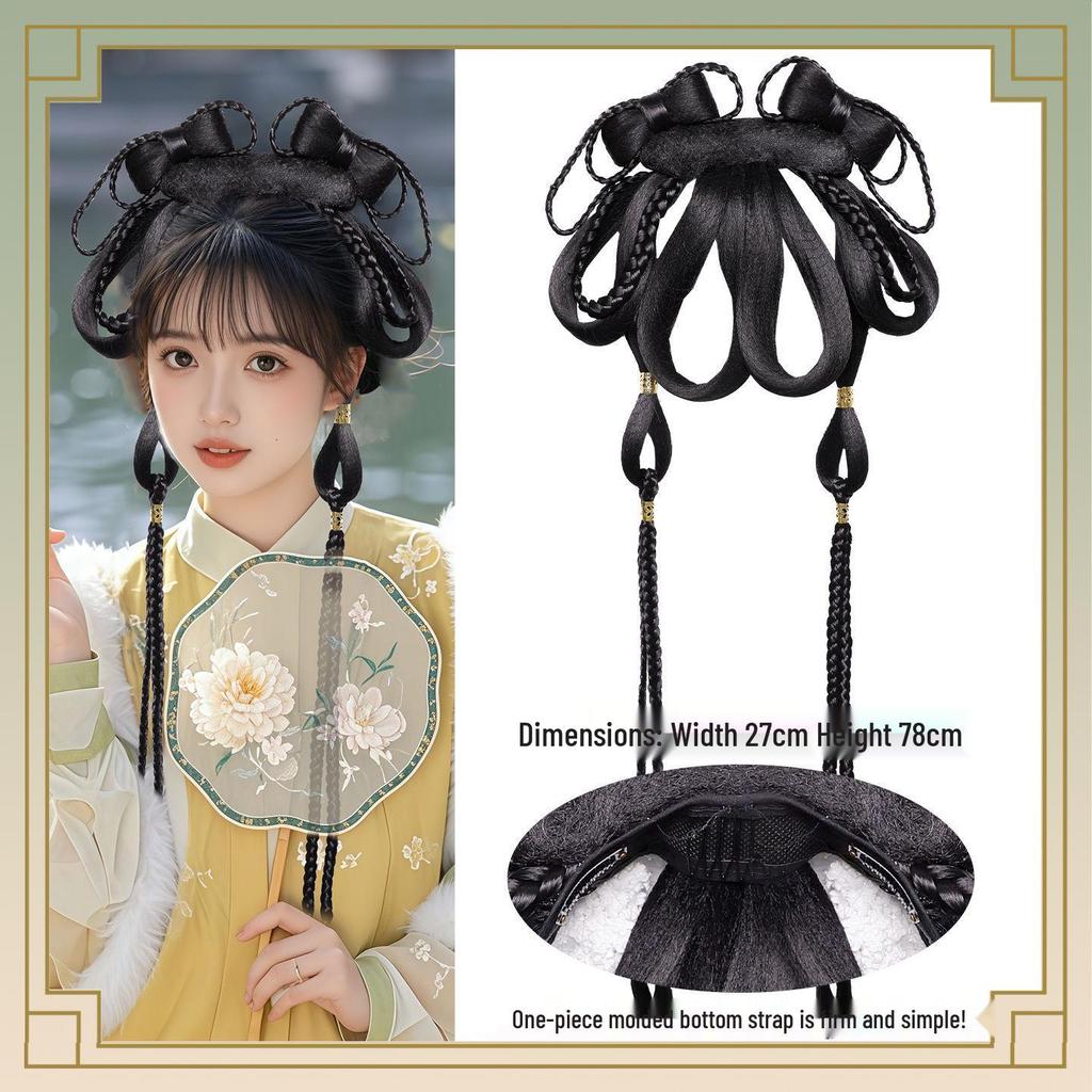 Traje Hanfu de Estilo Antiguo con Maquillaje Elegante y Frescos Accesorios Florales para el Cabello