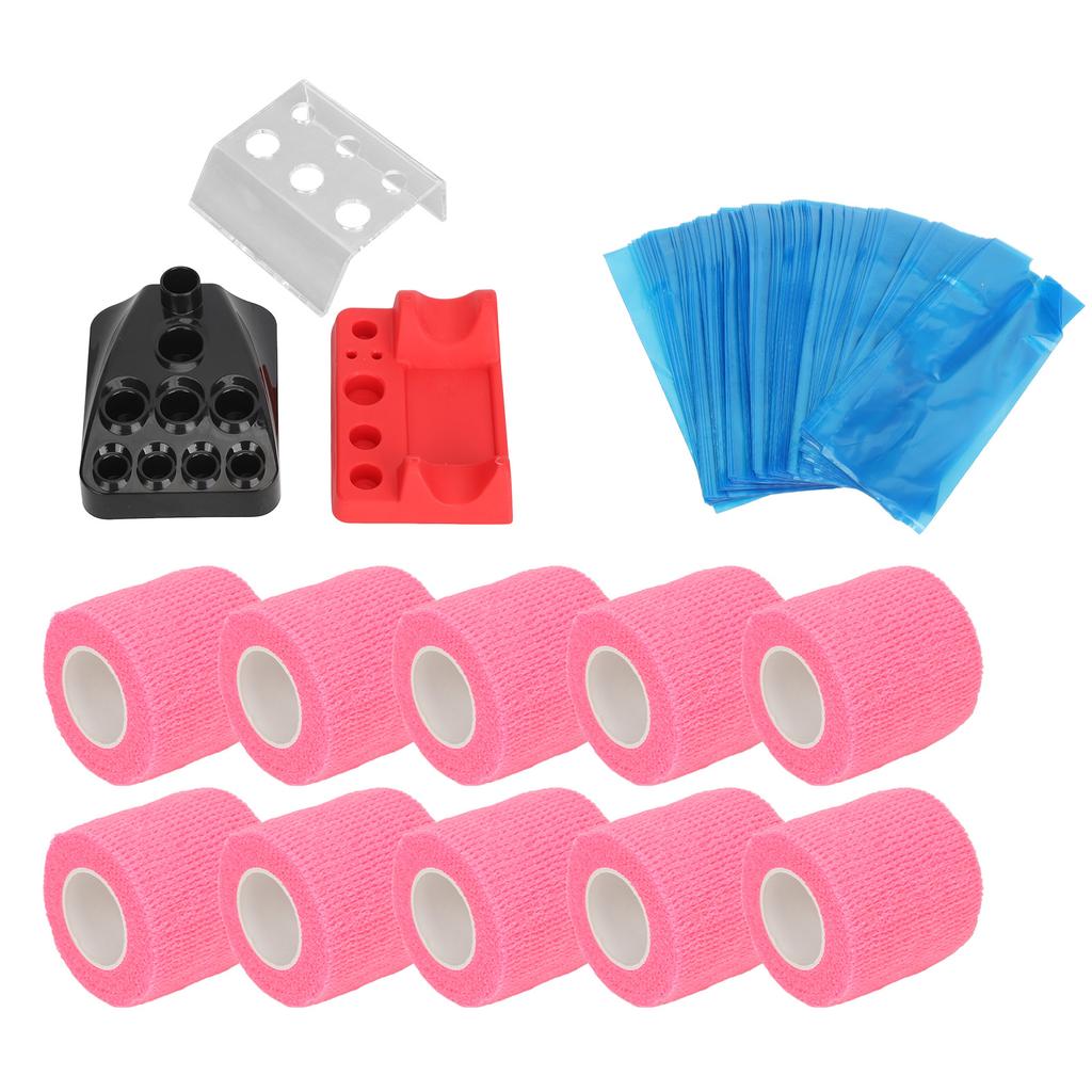 10pcs Tattoo Pen Elastic Bandage 200pcs Blue Tattoo Machine Pen Covers 3pcs Tattoo Ink Cup Holder