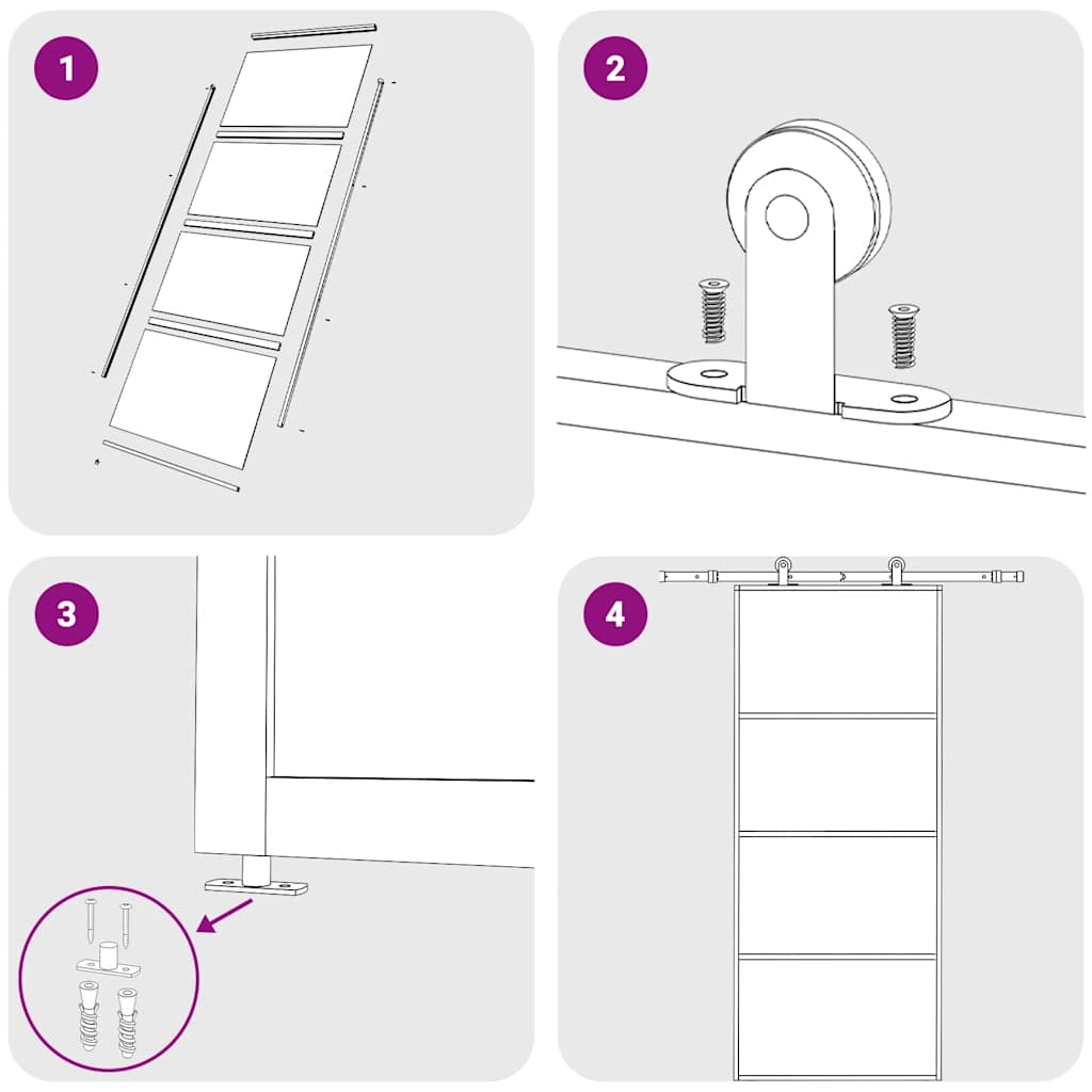 Vidaxl Sliding Door, ESG Glass and Aluminum, 90x205 Cm, White