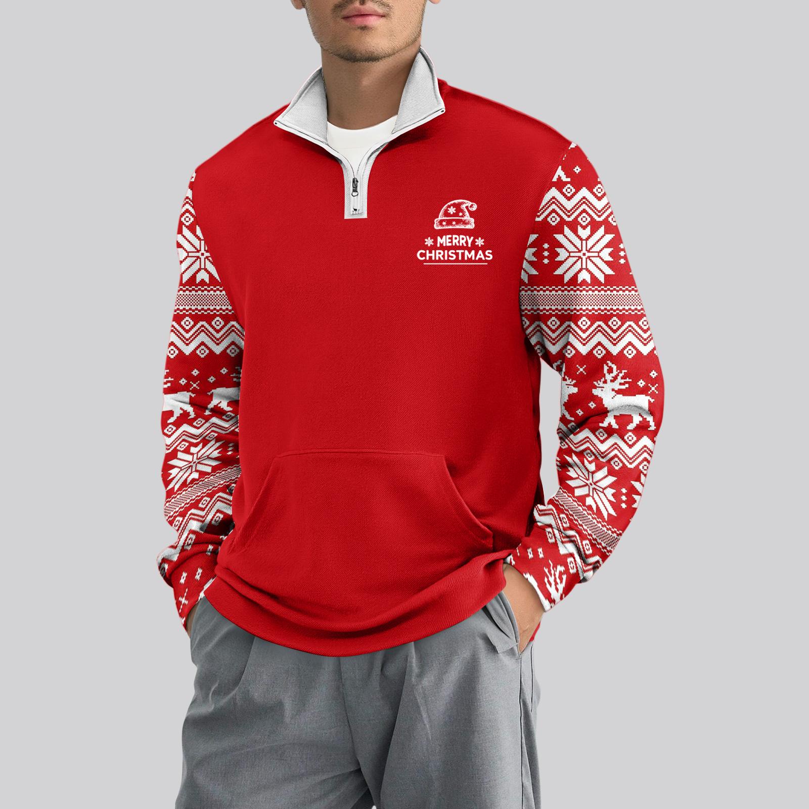 

Мужской повседневный свитшот с длинными рукавами, воротником на молнии до четверти. L