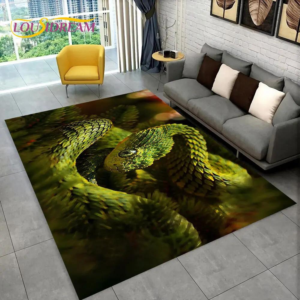 שטיח אזור גותי נורא נחש נחש קוברה, שטיח לסלון ביתי חדר שינה ספה שטיחון קישוט למטבח, שטיח רצפה מונע החלקה