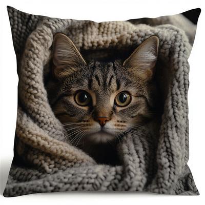 Animal and Cat Printed Pillow Cover Soft Sofa Cushion Home Bedroom Decoration Pillow Without Pillow Core