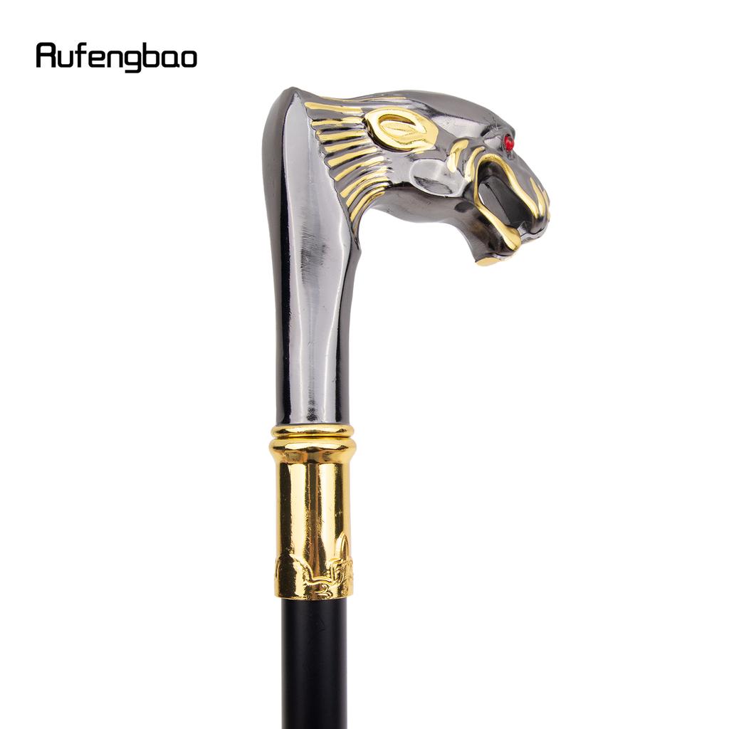 Golden Black Leopard Red Eye Luxury Fashion Cosplay Walking Stick Party Decorative Cane Elegant Crosier Knob Stick 92cm