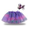 Girls' Star and Moon Mesh Tutu Skirt Set with Bow Hair Clips