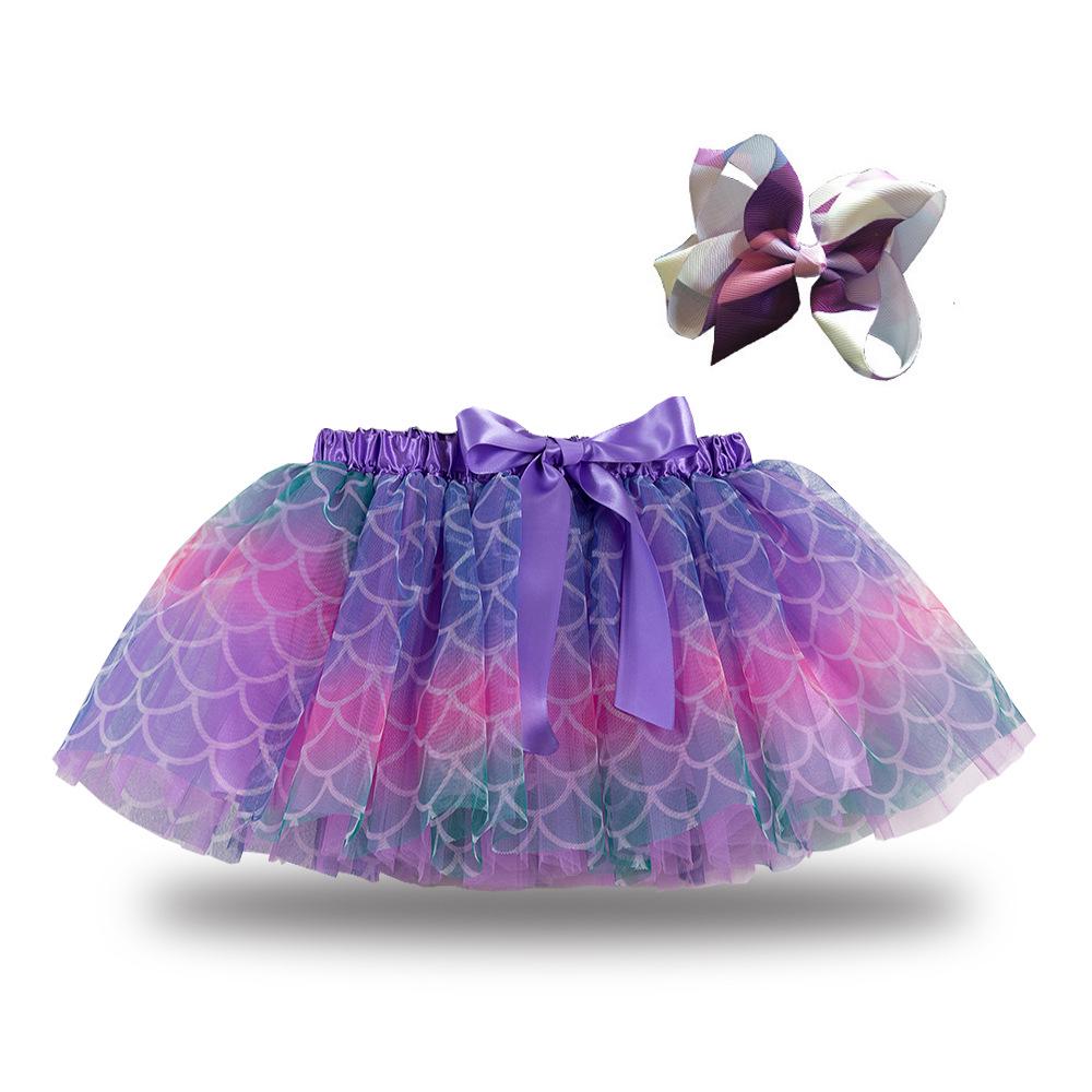 Girls' Star and Moon Mesh Tutu Skirt Set with Bow Hair Clips