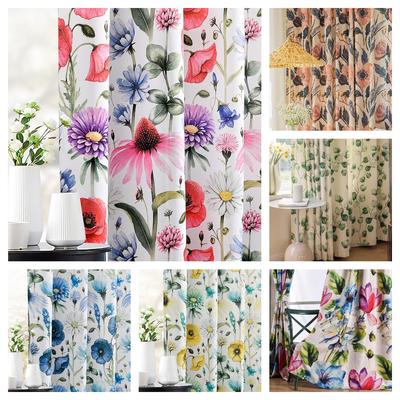 Floral Blackout Curtains Boho Colorfu Flowers Shading Curtain Grommet Window Drapes For Living Room Bedroom Decor 2panels Sets
