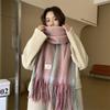 Grande cachecol feminino de inverno, ponchos de malha de dois tons, capa feminina, xale, envoltórios, pashmina, sjaals, bufandas mujer, encharpe