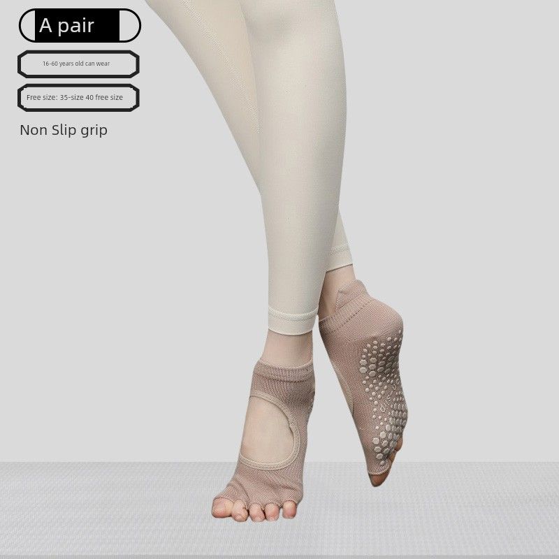 

Yoga Socks Children Non Slip Professional Women s Split Toe Yoga Socks Toe Socks Pilates Socks Summer Workout Pressure Socks [1 double Non Slip grip] Open Back half toe_Khaka