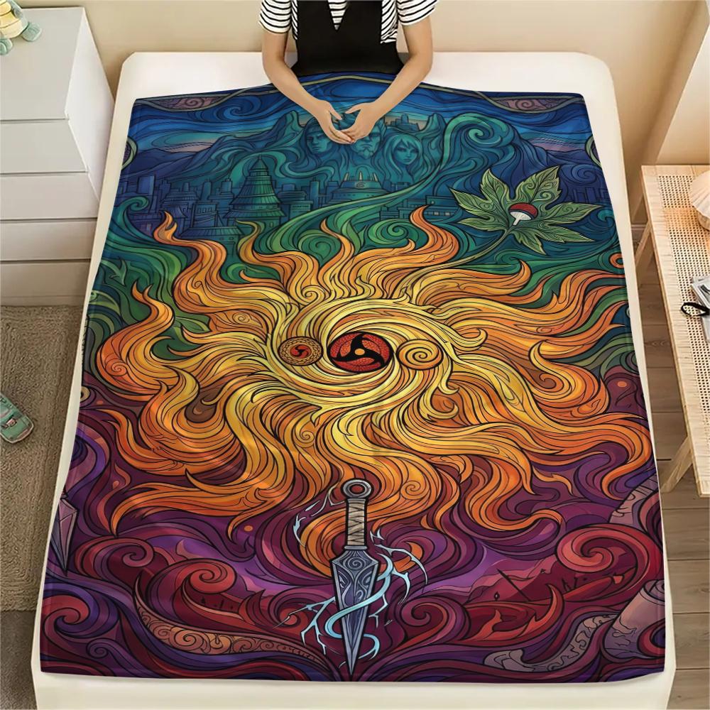 Naruto Character Print Flannel Blanket Comfortable Warm Throw for Home Sofa Bed Chair Travel Picnic Stylish Bedding -Xin