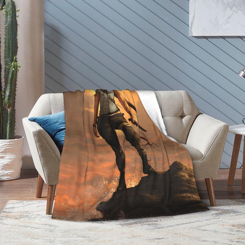 Tomb-Raider Lara Croft Fashion Blanket Survival Video Game Flannel Vintage Breathable Throw Fashion Blanket for Bedding Lounge Winter Travel