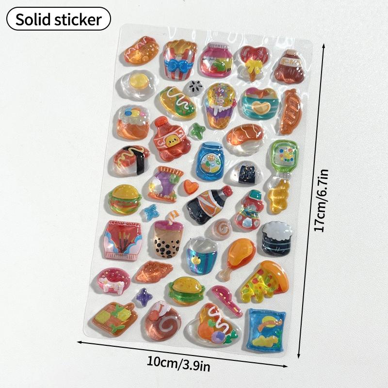 Kids 3D Cartoon Stickers Crystal Embossed Stickers  Journal Decorative Stickers For Phone & Laptop Decor Creative Exchange Gift
