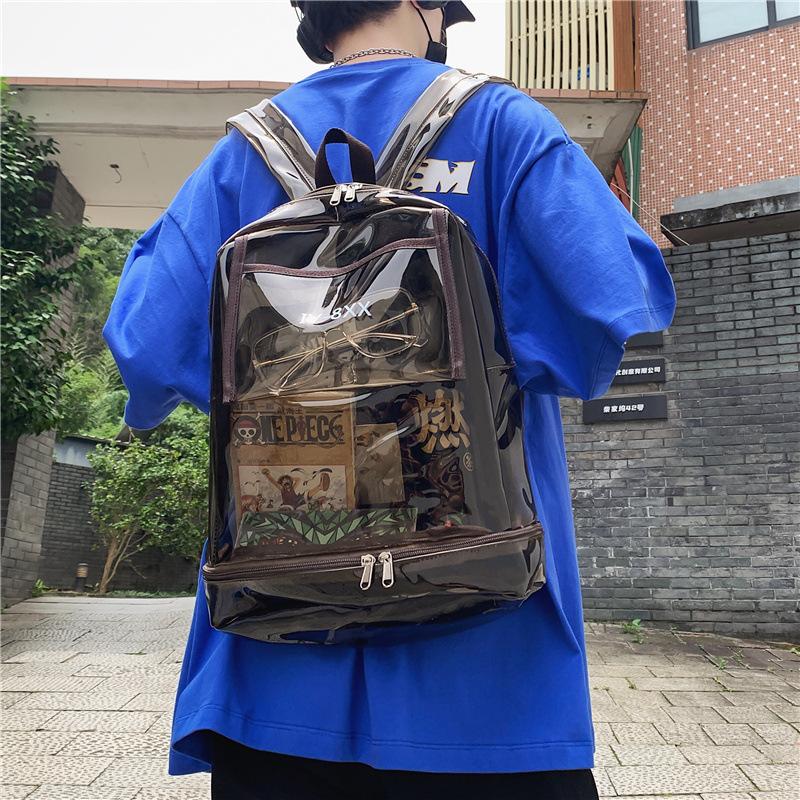Schoolbag transparent backpack men's backpack large capacity fashion trend jelly bag personalized student schoolbag women's 1011 new models