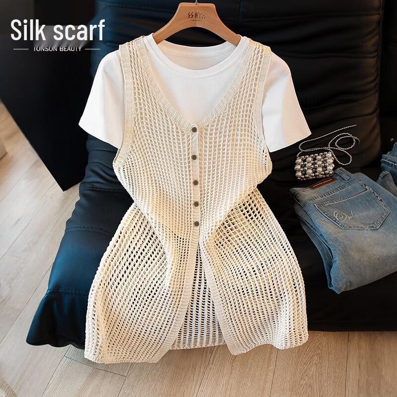 Women s V-Neck Slim Fit Crochet Knit Top One Size