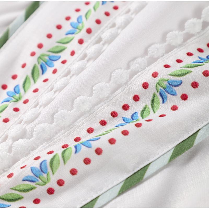 Print Linen Dress Plus Size Women Elegant Loose Lace Up V Neck Vintage Oil Painting Dress Summer Long Sleeves New Fashion High Waist Pastoral Style