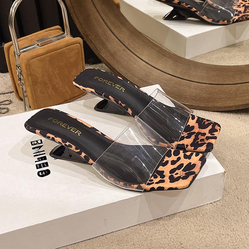 Dámské pantofle Sandály na vysokém podpatku Módní transparentní dámská ležérní obuv smíšených barev Stříbrné pantofle Designové sandály