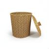 Mülleimer mit Deckel Retro Rattan Abfall Geflochtene Textur Weide Dose Wohnzimmer, Schlafzimmer, Büro