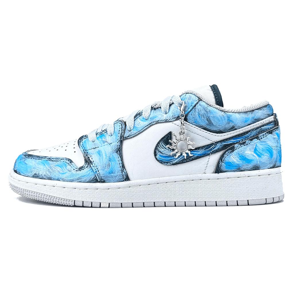 Jordan Air Jordan 1 Abrasion Resistant Low top Vintage Basketball Shoes Unisex Sky Blue FQ7687-300(team1053-)
