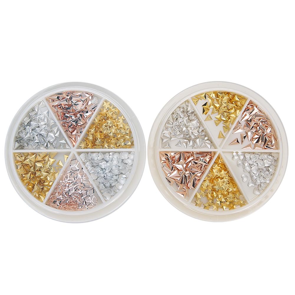 2 Box Metal Shiny Nail Ornaments Stylish Nail Art Decoration DIY Manicure Tool Accessory
