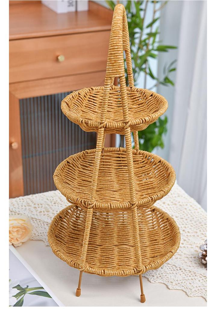 Fruit Tea Tray: Multi-layer Basket, Snack Plate, Brazier for Boiling Tea, Dried Fruit Display, Imitation Rattan Weave, Perfect for Afternoon Tea.
