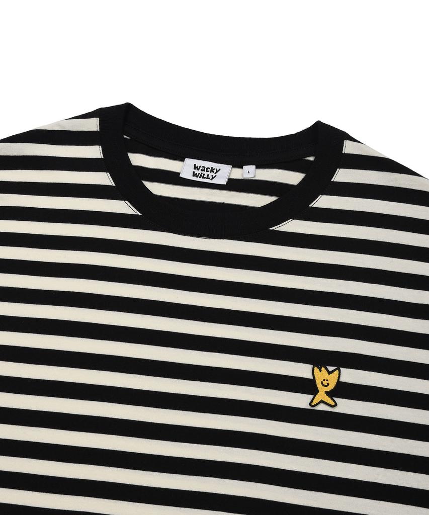 WACKY WILLY Basic Striped Short Sleeve T-Shirt Black