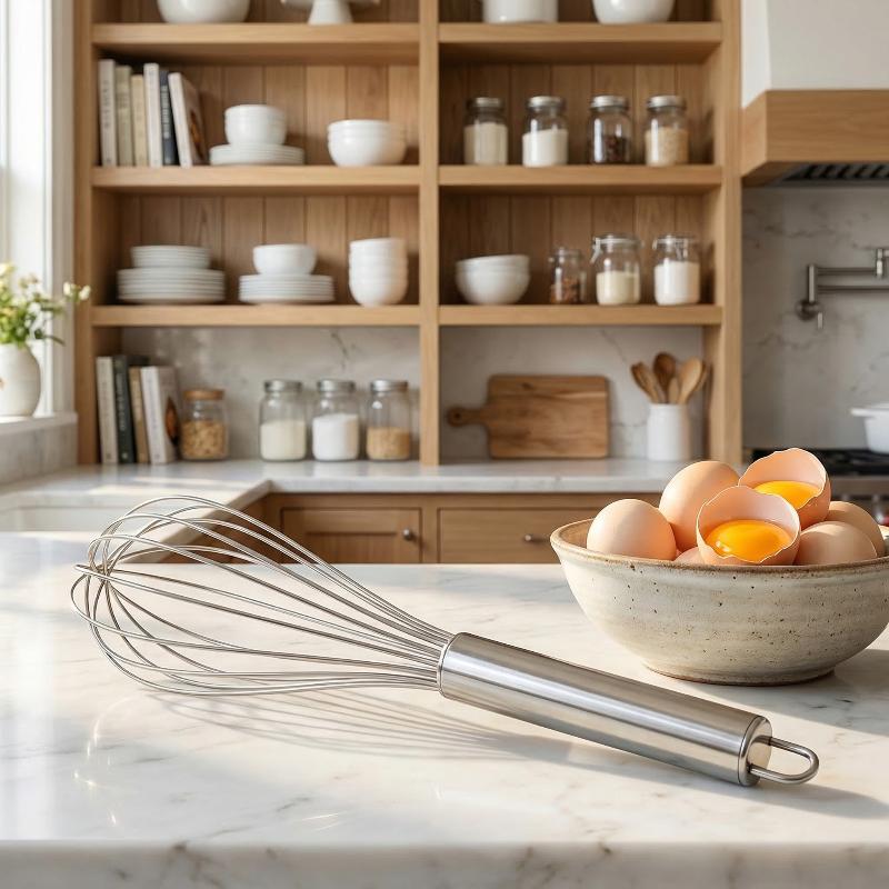 Egg Beater Stainless Steel Easy Grip Handle Whisk for Baking Egg Stirring Milk Mixing Home Kitchen Essential Mixer Tool