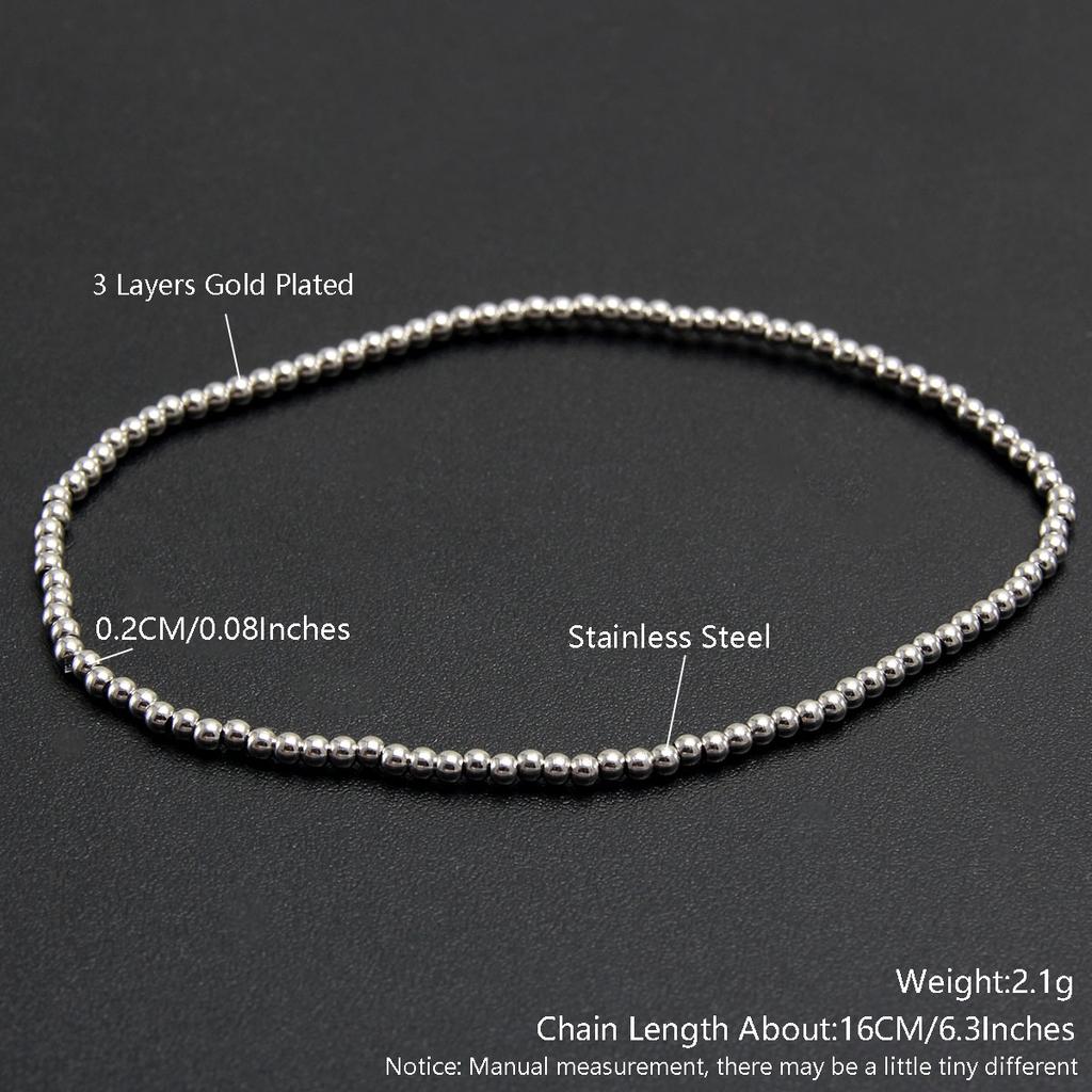 MHS.SUN Trend Stretch Stainless Steel Bracelets Gold Sliver Color 2MM 5MM 8MM Stacked Ball Beaded Bracelet For Women Men Jewelry