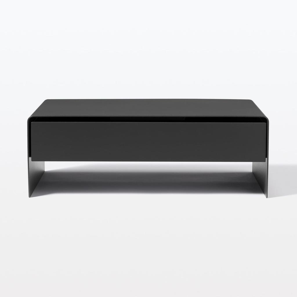 MUJI Steel Monitor Stand with Dark 320mm W X 230mm D X 110mm 83767143 Drawer, Gray, Approx. H,